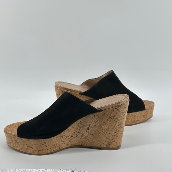 Stuart Weitzman 70s Retro Boho Black Cork Wedge Sandals Causal Chic Sz 10.5 - Picture 2 of 12